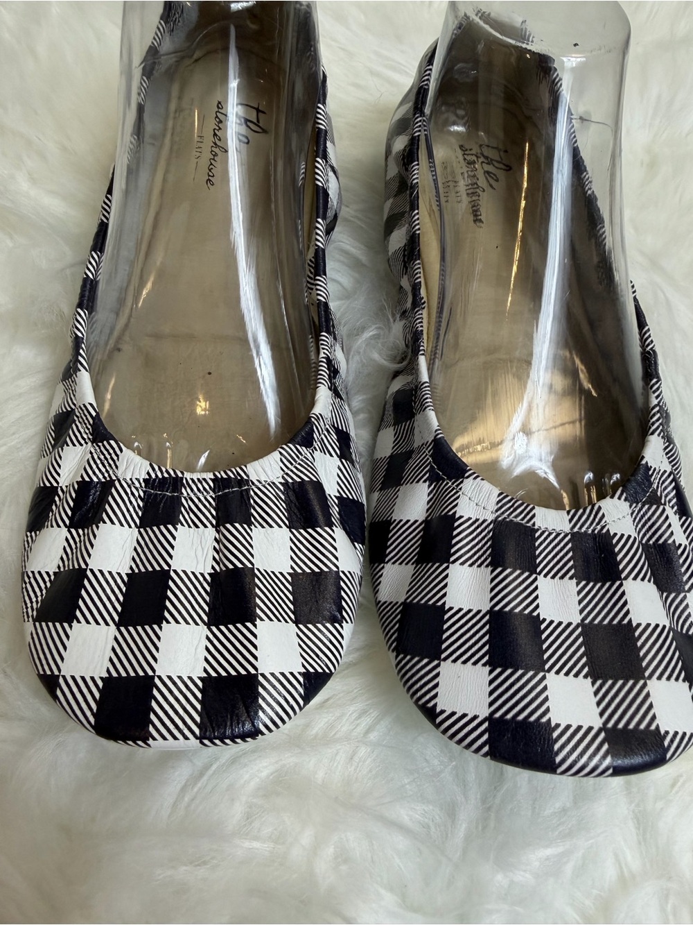 The Storehouse Flats Buffalo Plaid Leather Ballet Flats Size 11 Navy White - Picture 9 of 13